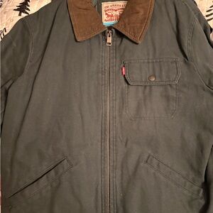 Levi's Green Jacket with Brown Collar